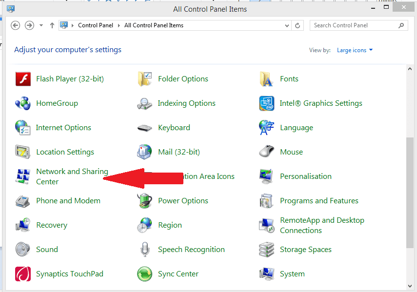 Network and Sharing Center in Windows 10